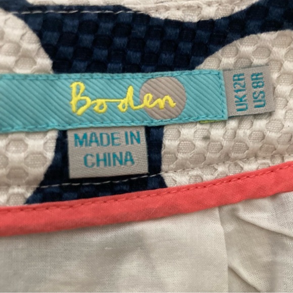 Boden Navy Textured Polkadot Skirt w Pockets Sz 8 US - Picture 2 of 5